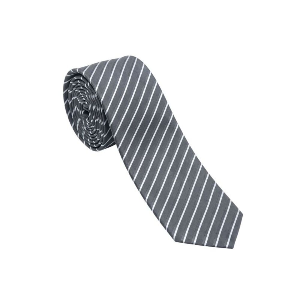 Armani Collezioni Mens Gray / White Diagonal Stripe Neck Tie